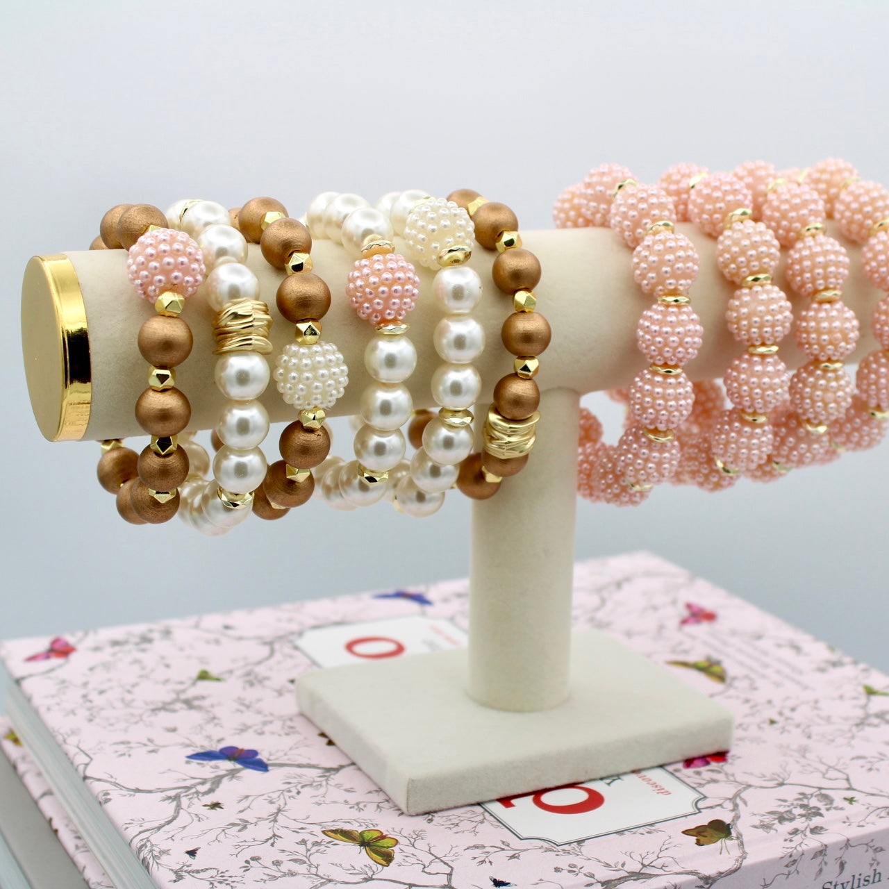Pearl Cluster Bracelet - Light Pink