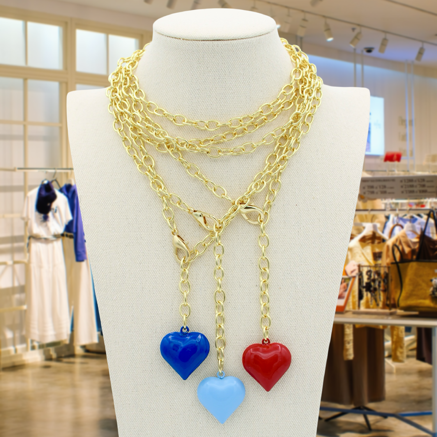 Boca Heart Lariat Necklace, Red