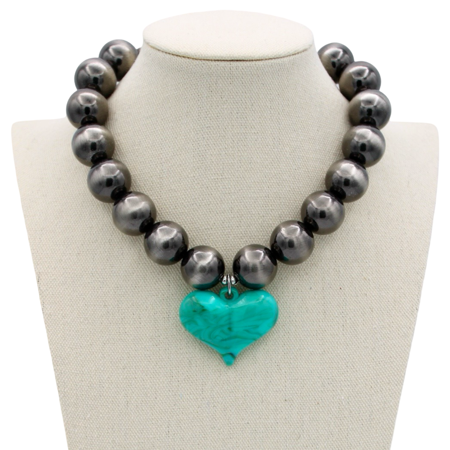Jolene Turquoise Heart Necklace, 16"