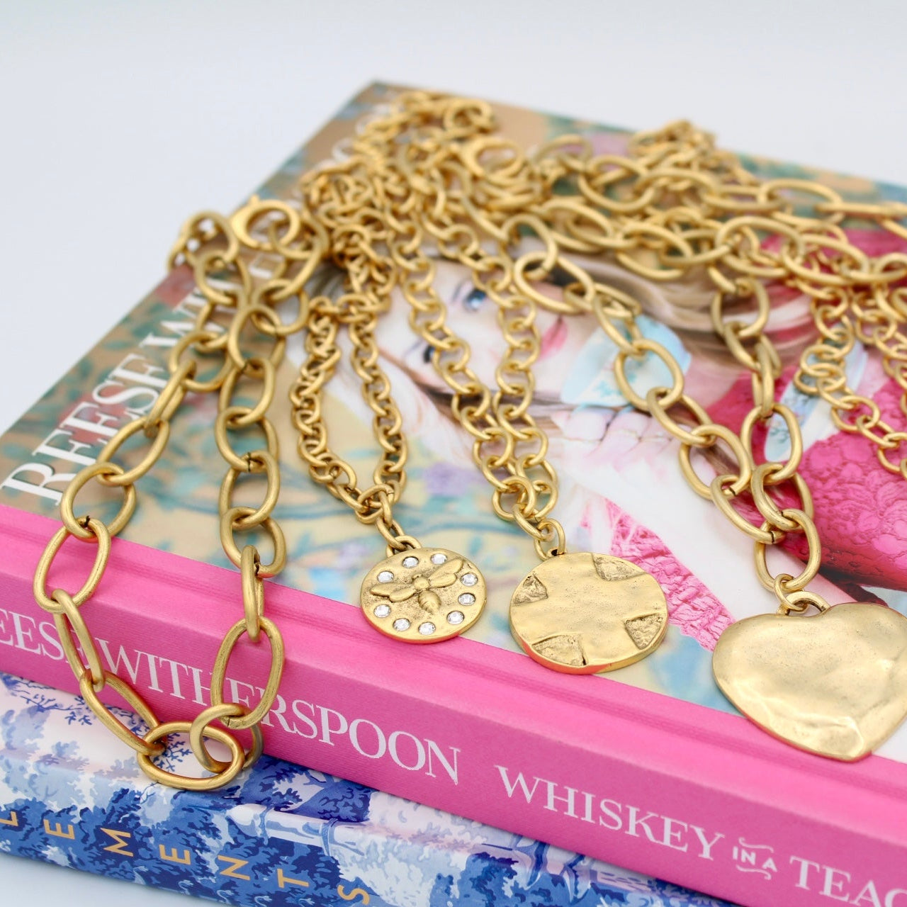 Gold Link Layering Necklace, 16"