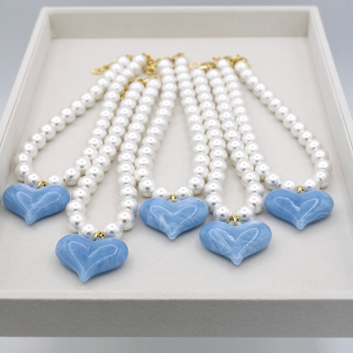 Carolina Pearl Heart Necklace, 16.5"