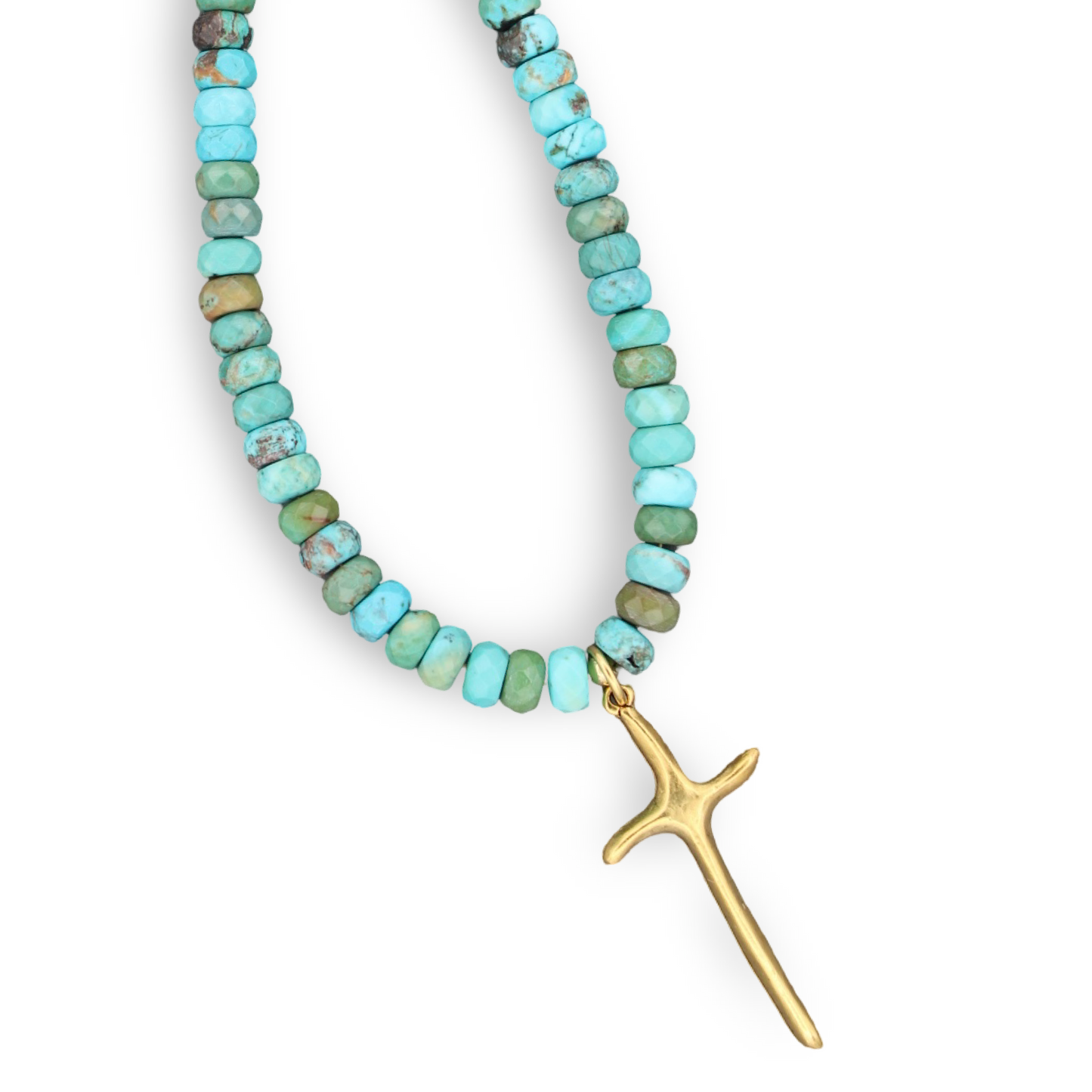 Turquoise Grace Gold Cross Necklace