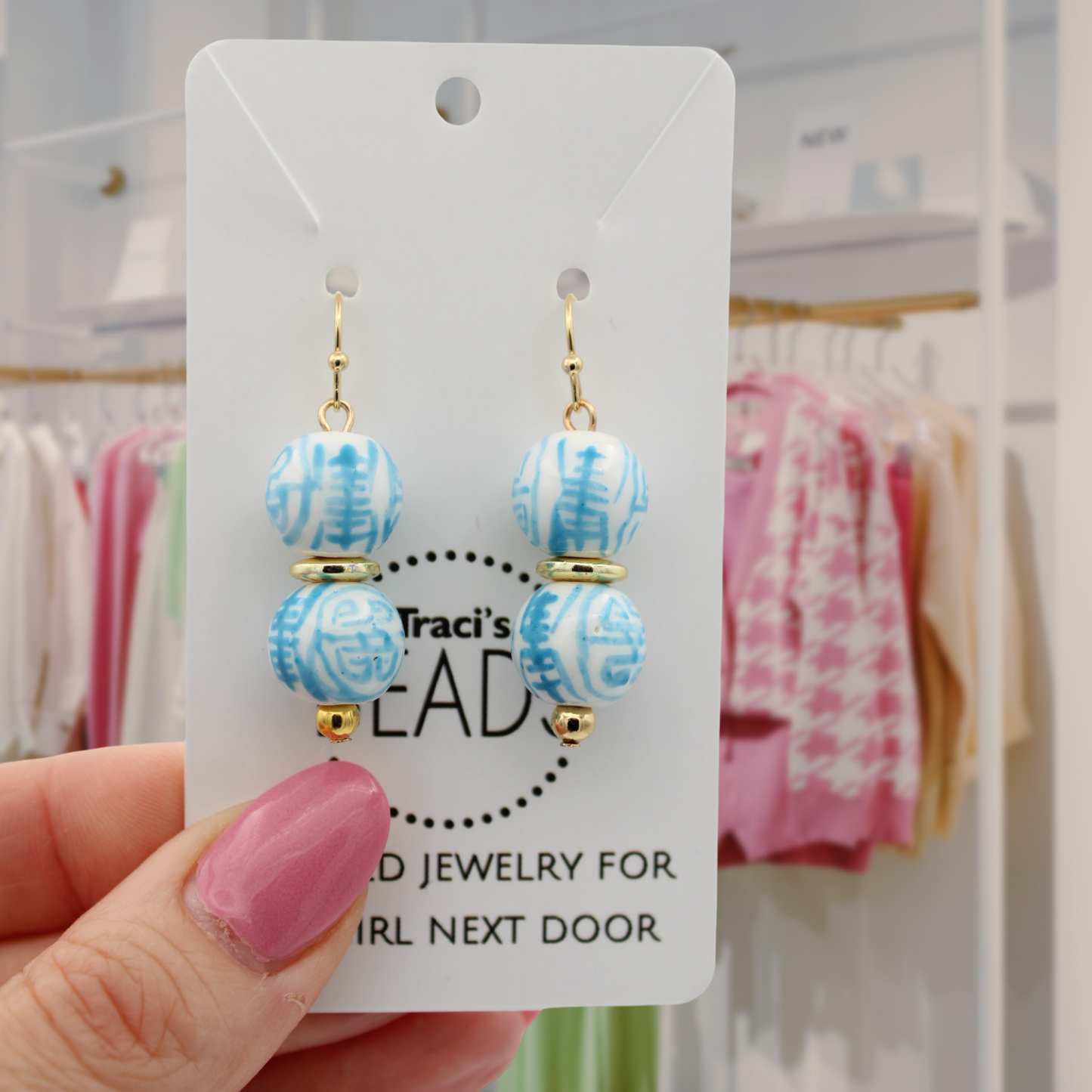 Chinoiserie Earrings - Pale Blue
