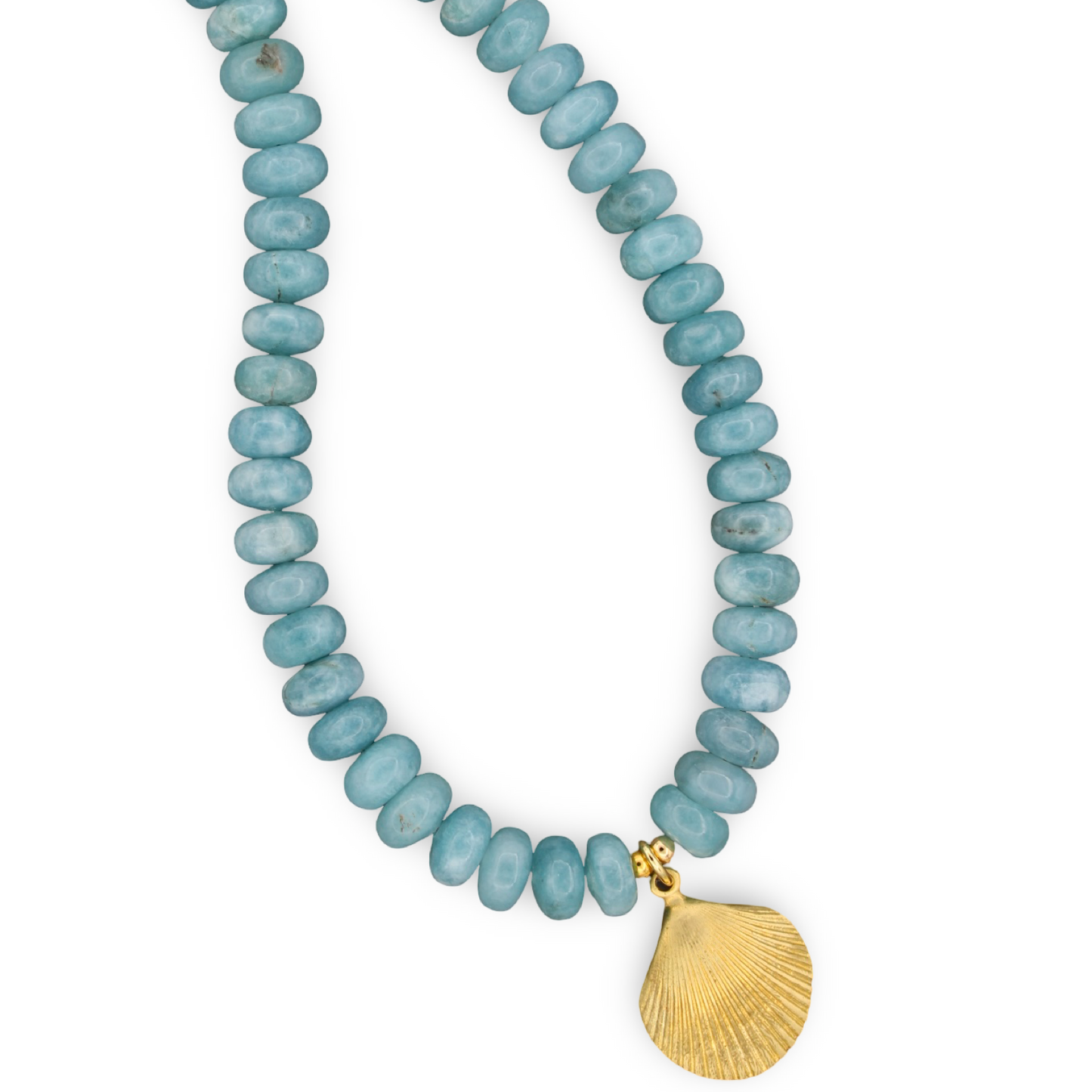 Blue Quartz Shell Necklace, 17"