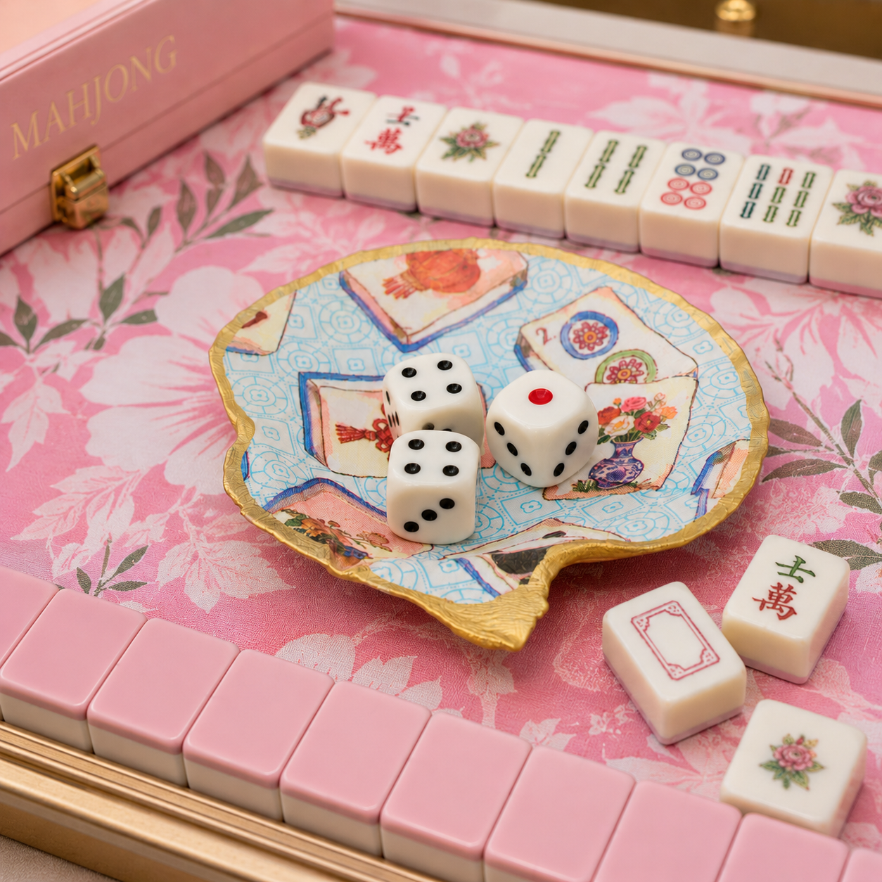 Mahjong Shell Jewelry and Trinket Dish - Pink