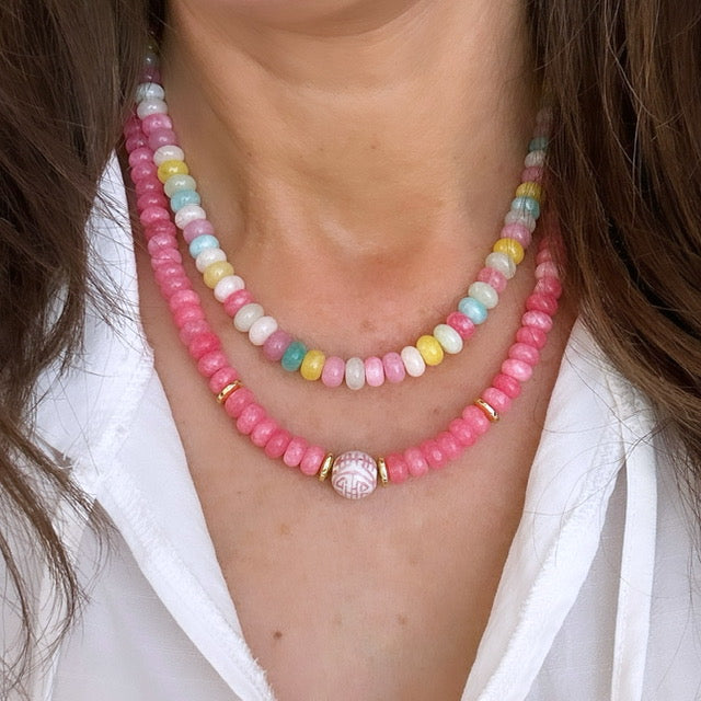 Pastel Jade Necklace, 16"