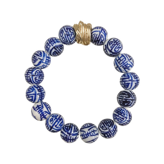 Blue Chinoiserie Bracelet • Gold or Silver