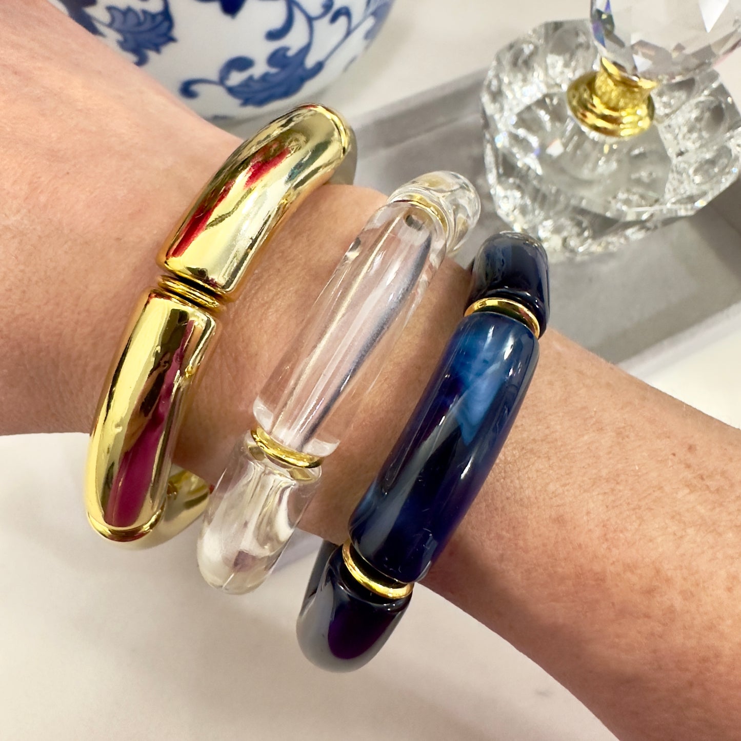 Navy/Gold Bracelet Stack • Set of 3