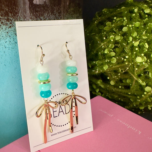 Turquoise Ombré Bow Earrings