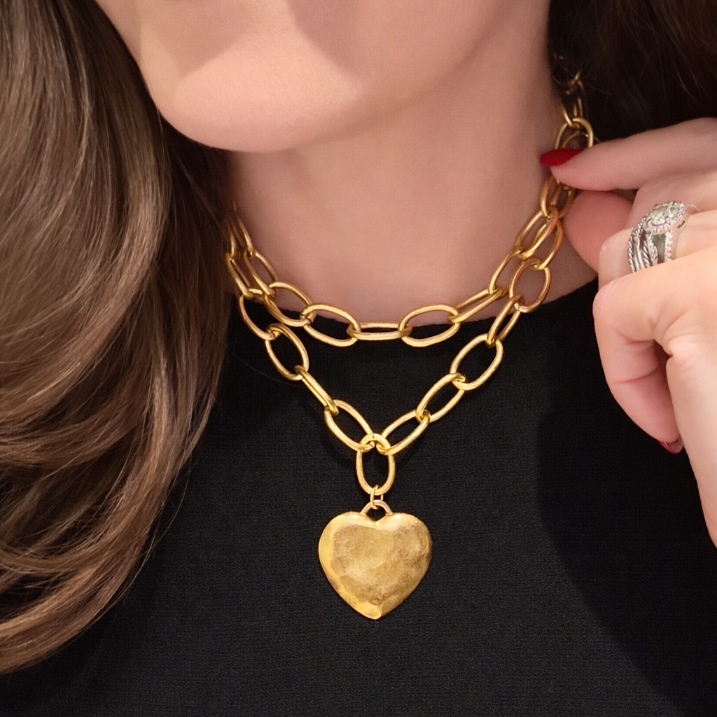 Gold Link Layering Necklace, 16"