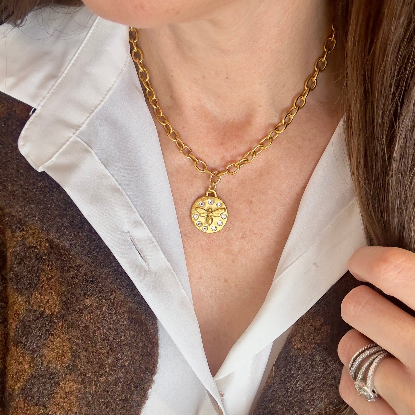 French Bee Necklace, 16"