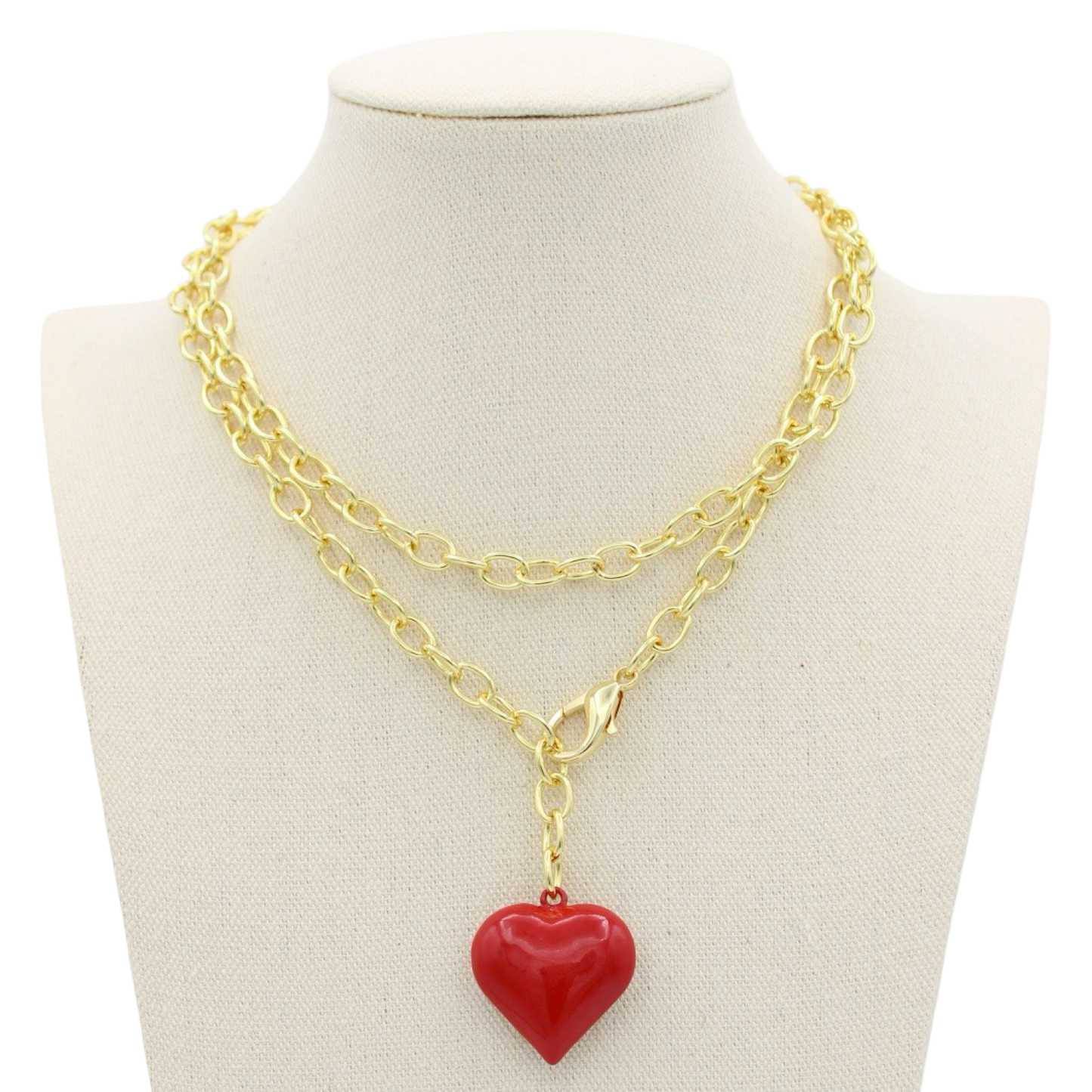 Boca Heart Lariat Necklace, Red