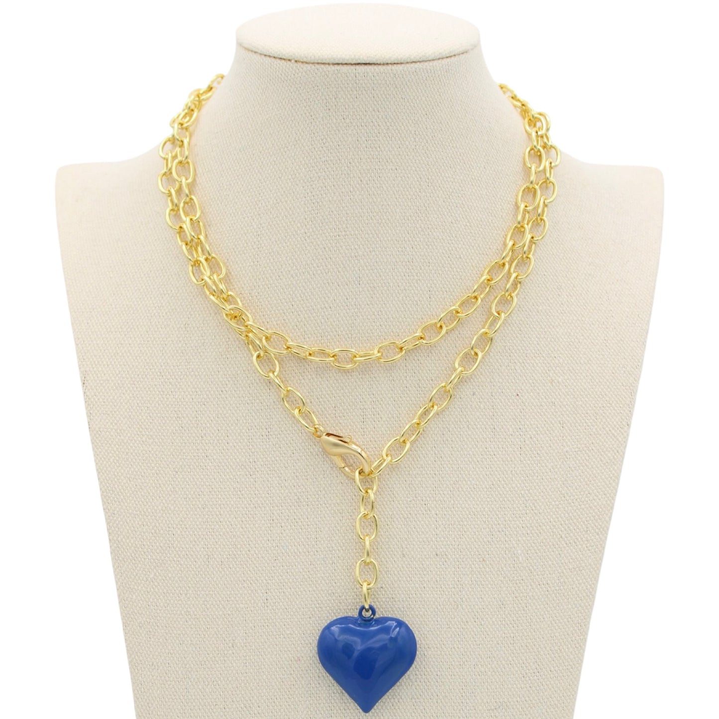 Boca Heart Lariat Necklace, Royal Blue
