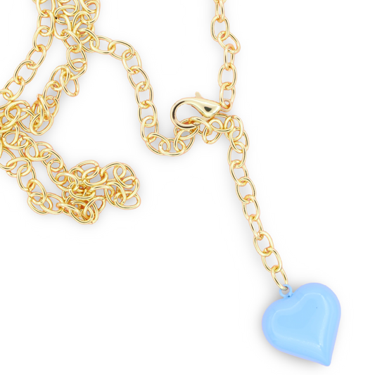 Boca Heart Lariat Necklace, Pale Blue