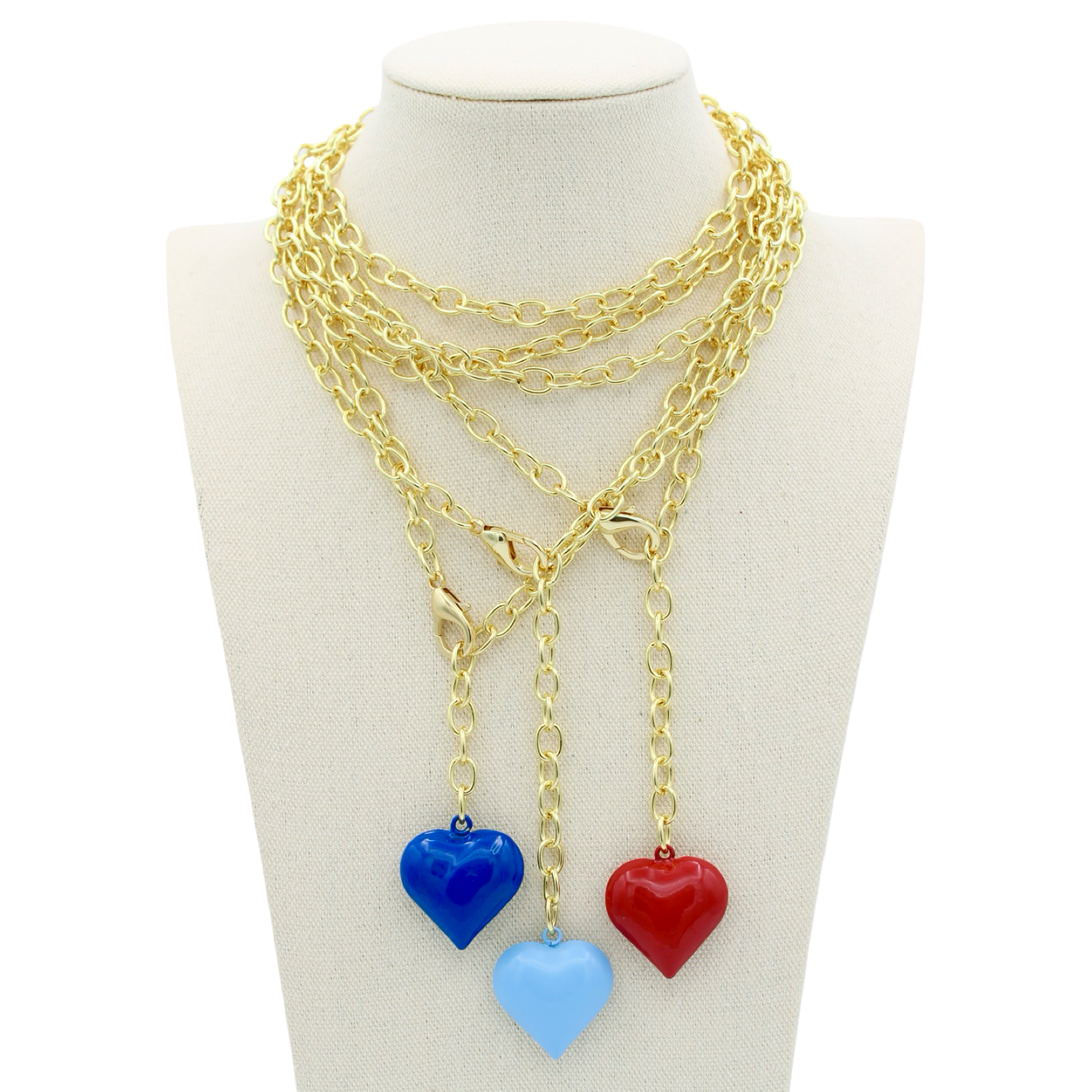 Boca Heart Lariat Necklace, Pale Blue
