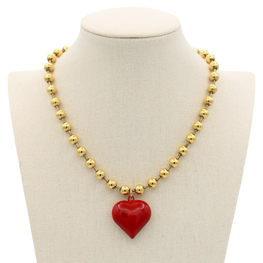 Ti Amo Heart Necklace, Red
