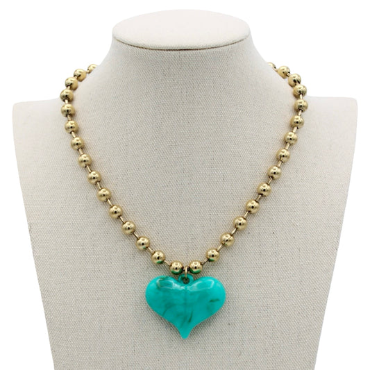 Ti Amo Heart Necklace, Turquoise