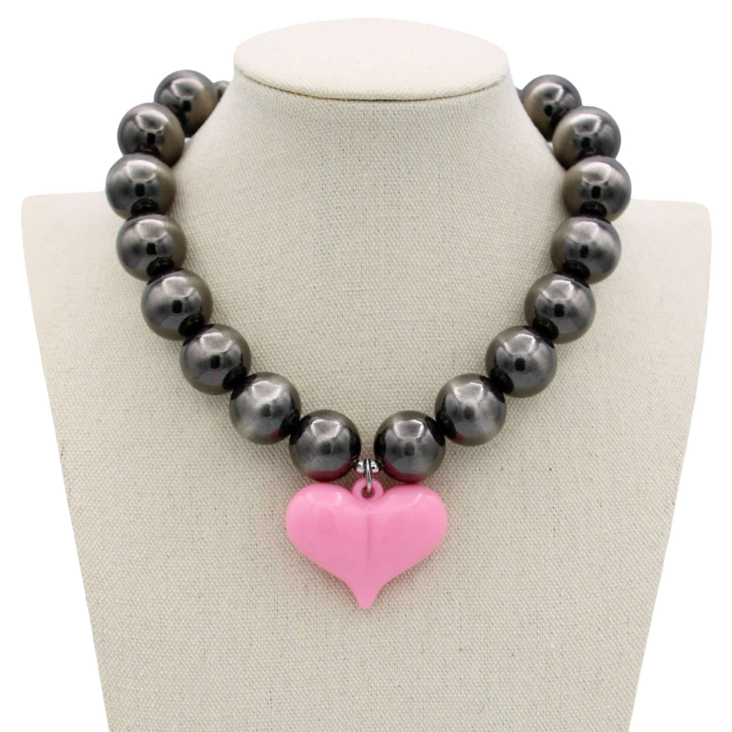 Jolene Pink Heart Necklace, 16"