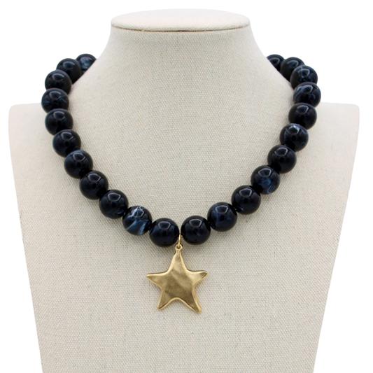 Muse Star Necklace, Black