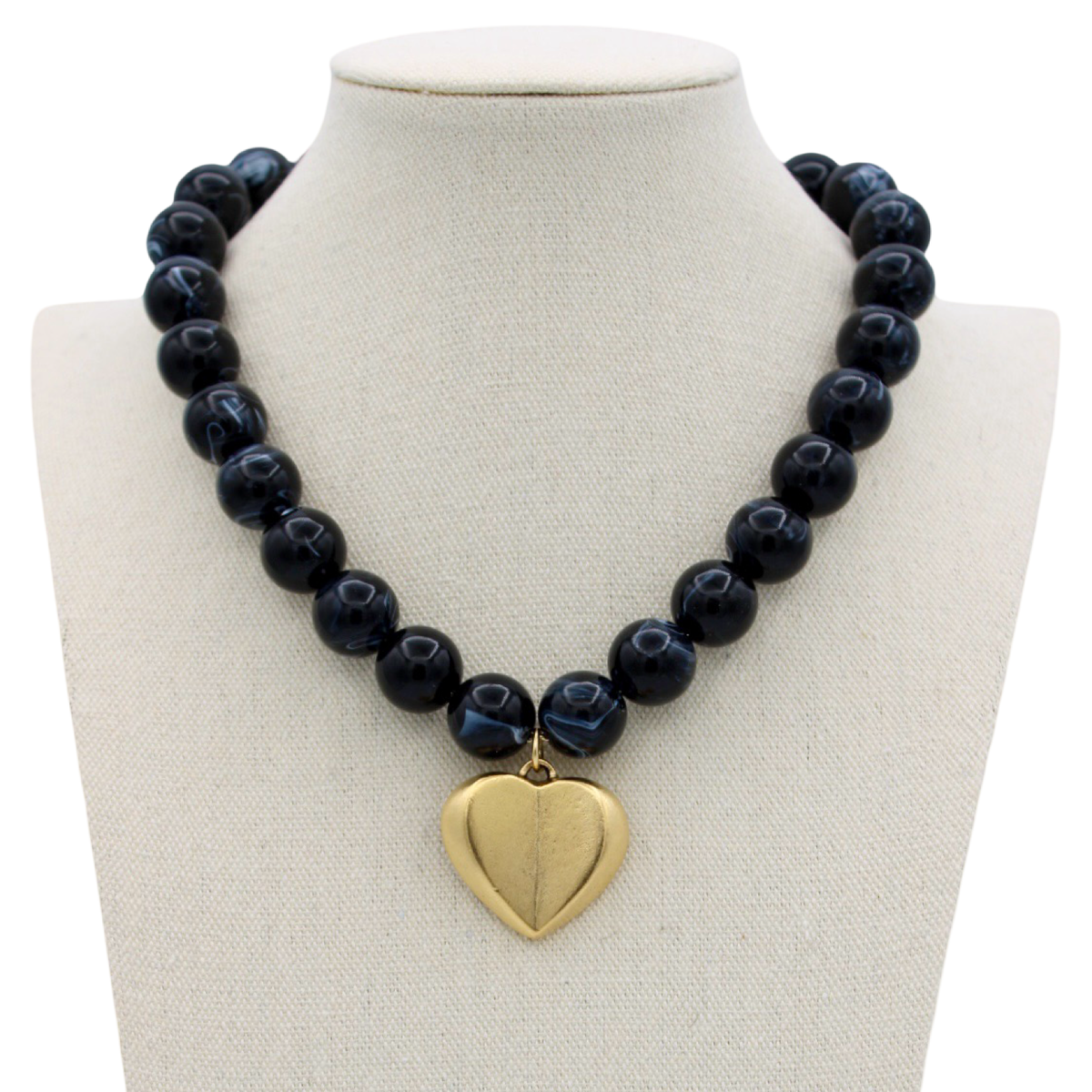 Muse Heart Necklace, Black