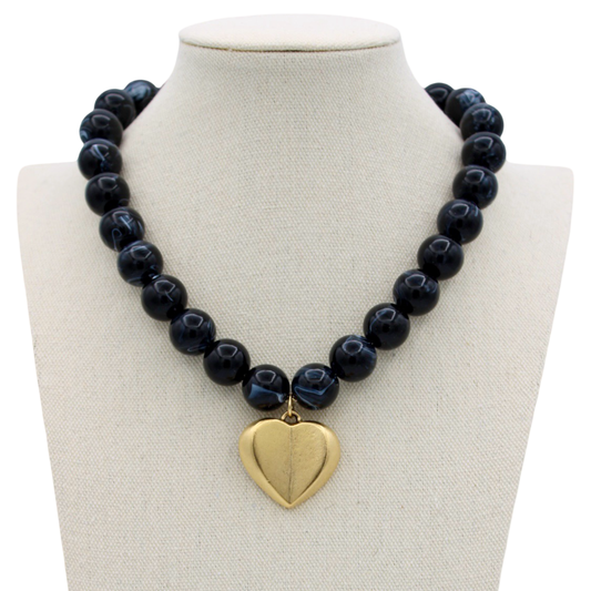 Muse Heart Necklace, Black