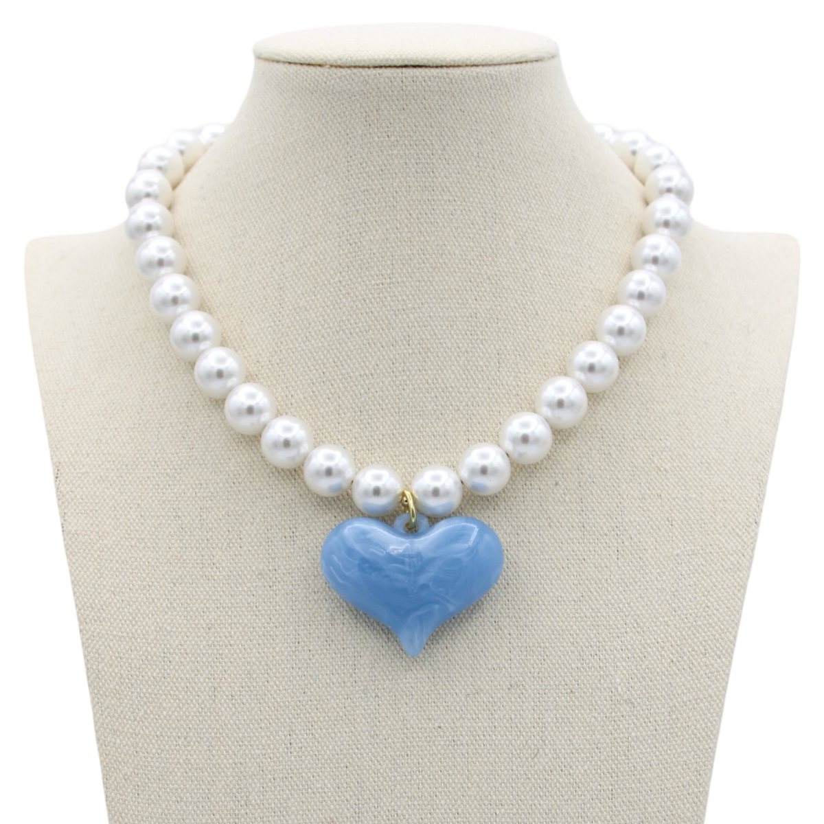 Carolina Pearl Heart Necklace, 16.5"