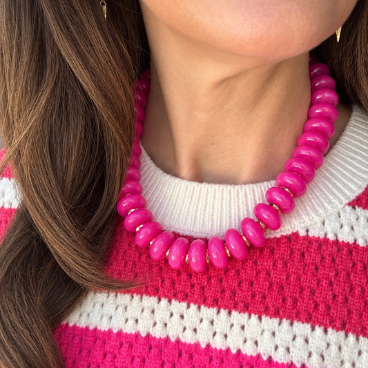 Sugarplum Necklace, Deep Pink