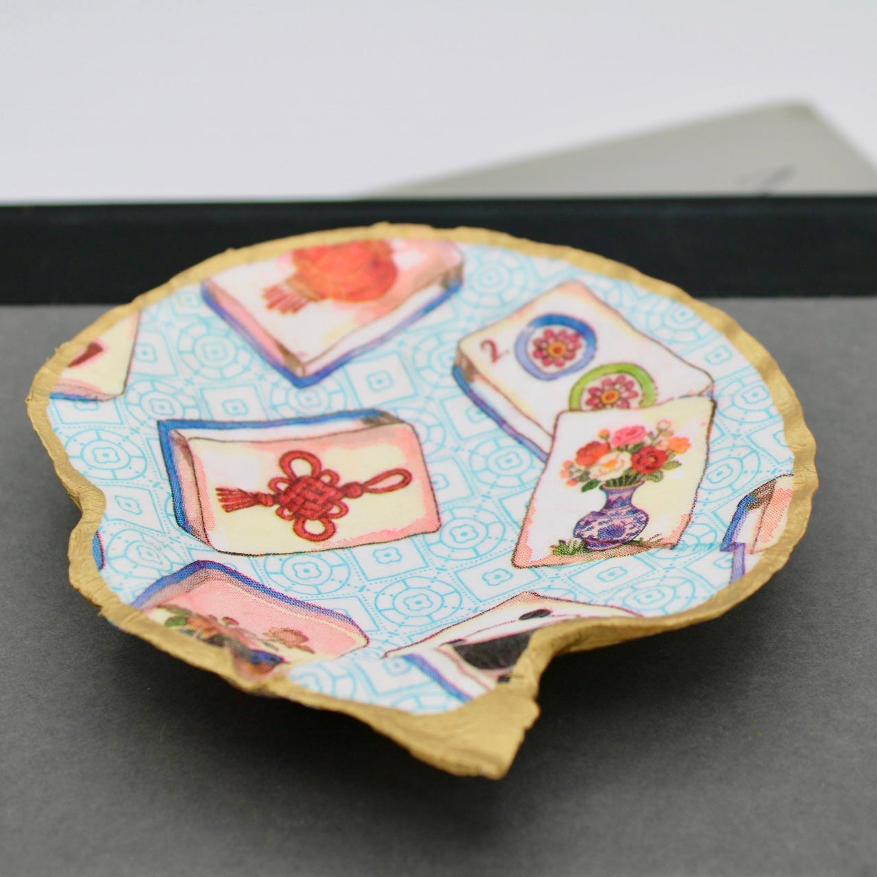 Mahjong Shell Jewelry and Trinket Dish - Blue