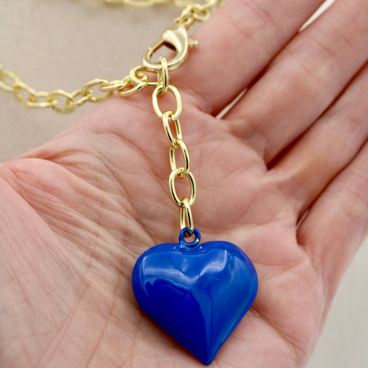 Boca Heart Lariat Necklace, Royal Blue