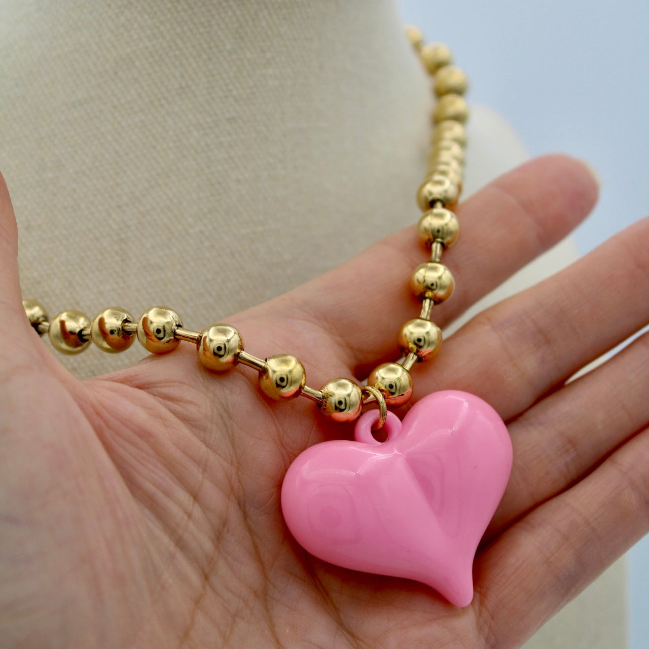 Ti Amo Heart Necklace, Pink