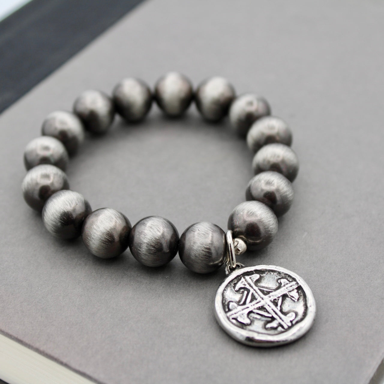 Silver Beaded Serenity Prayer Bracelet