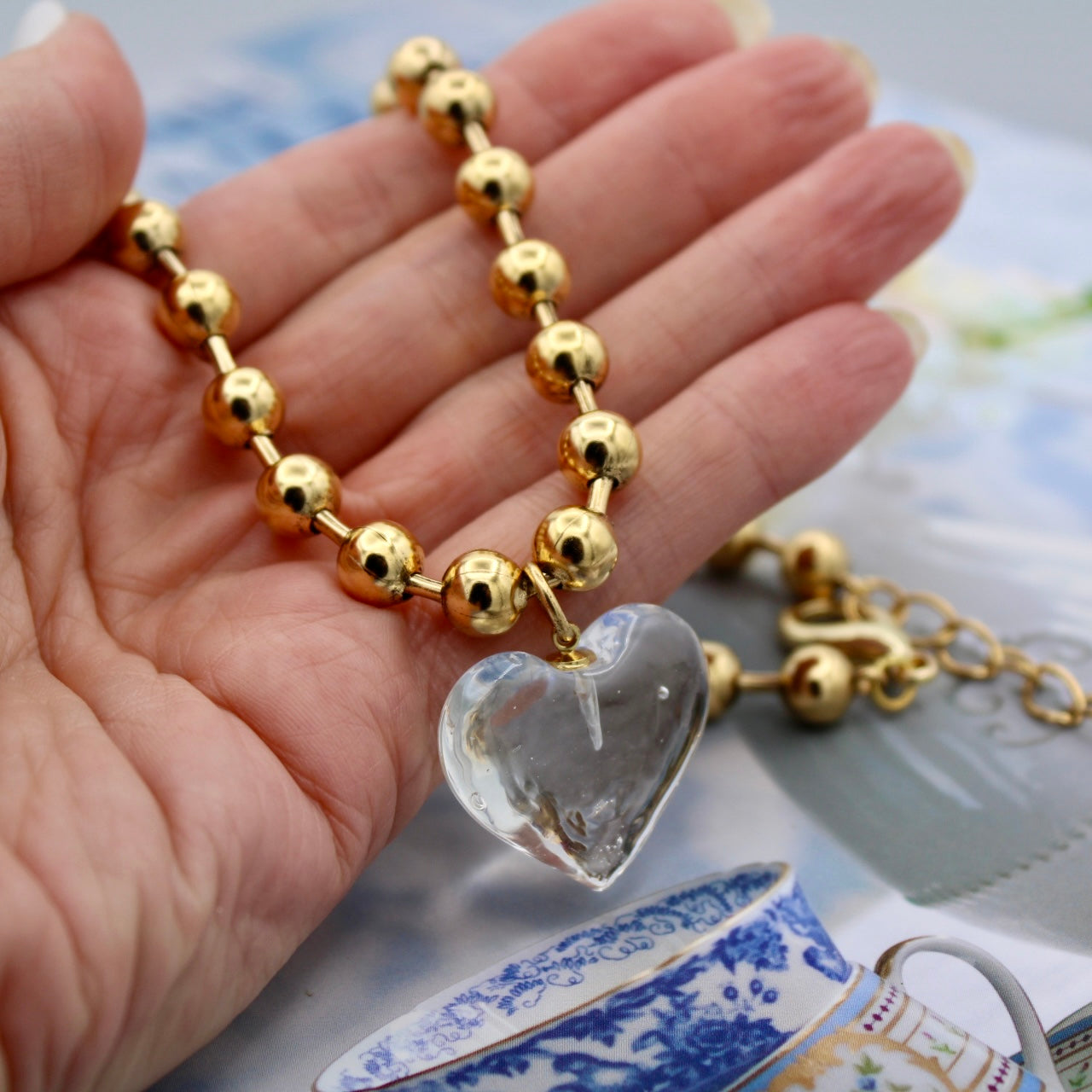 Ti Amo Heart Necklace, Clear