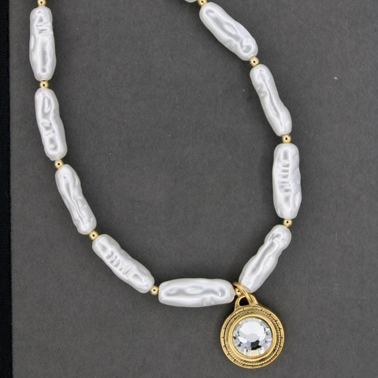 Everyday Sparkle Pearl Necklace, 16.5"