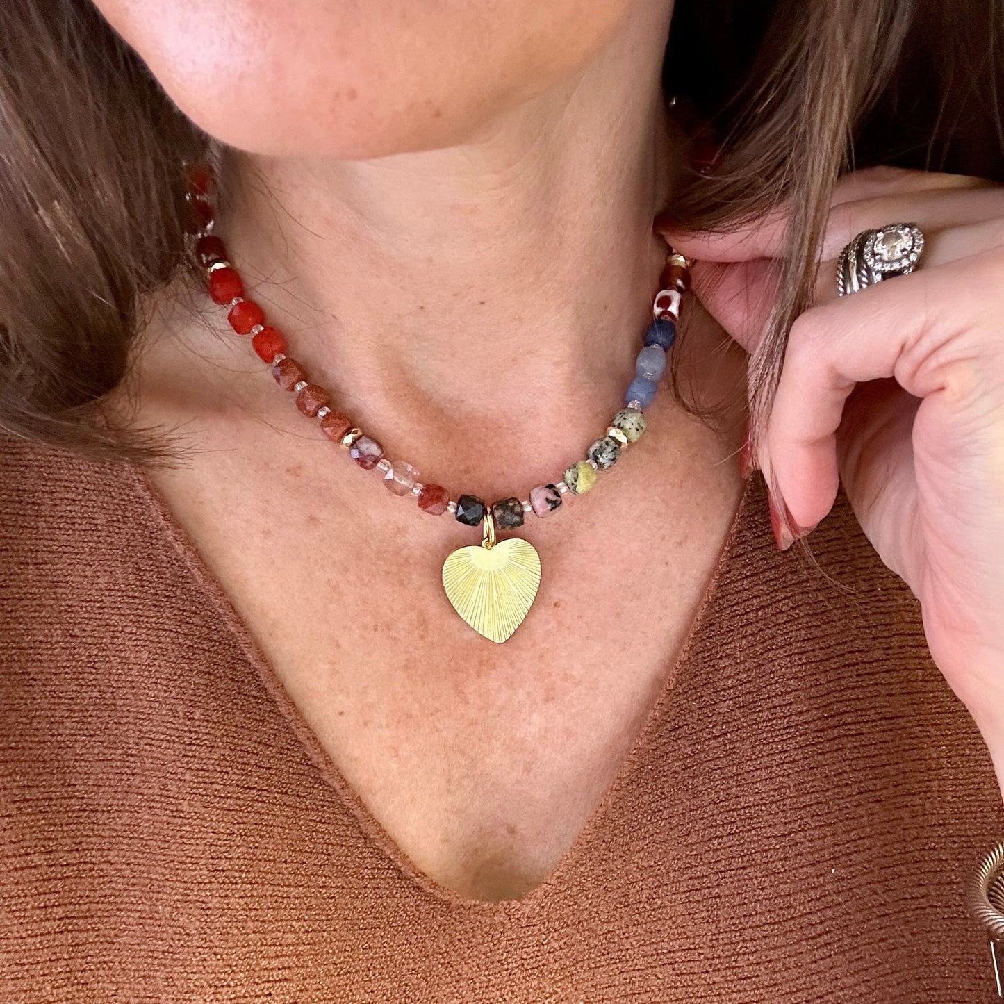 Mosaic Heart Necklace, 16"