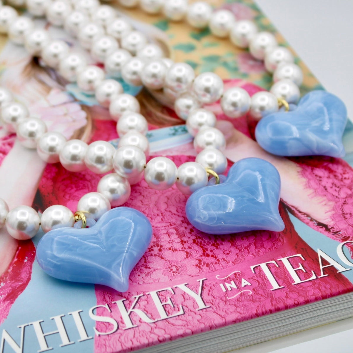 Carolina Pearl Heart Necklace, 16.5"