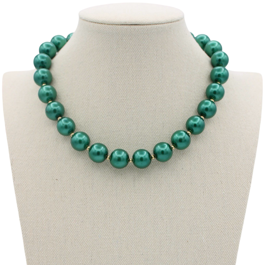 Party Pearls Necklace, Emerald Fizz