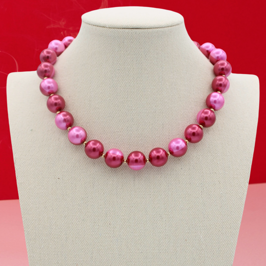 Party Pearls Necklace, Berry Royale