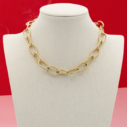 Gold Link Layering Necklace, 16"