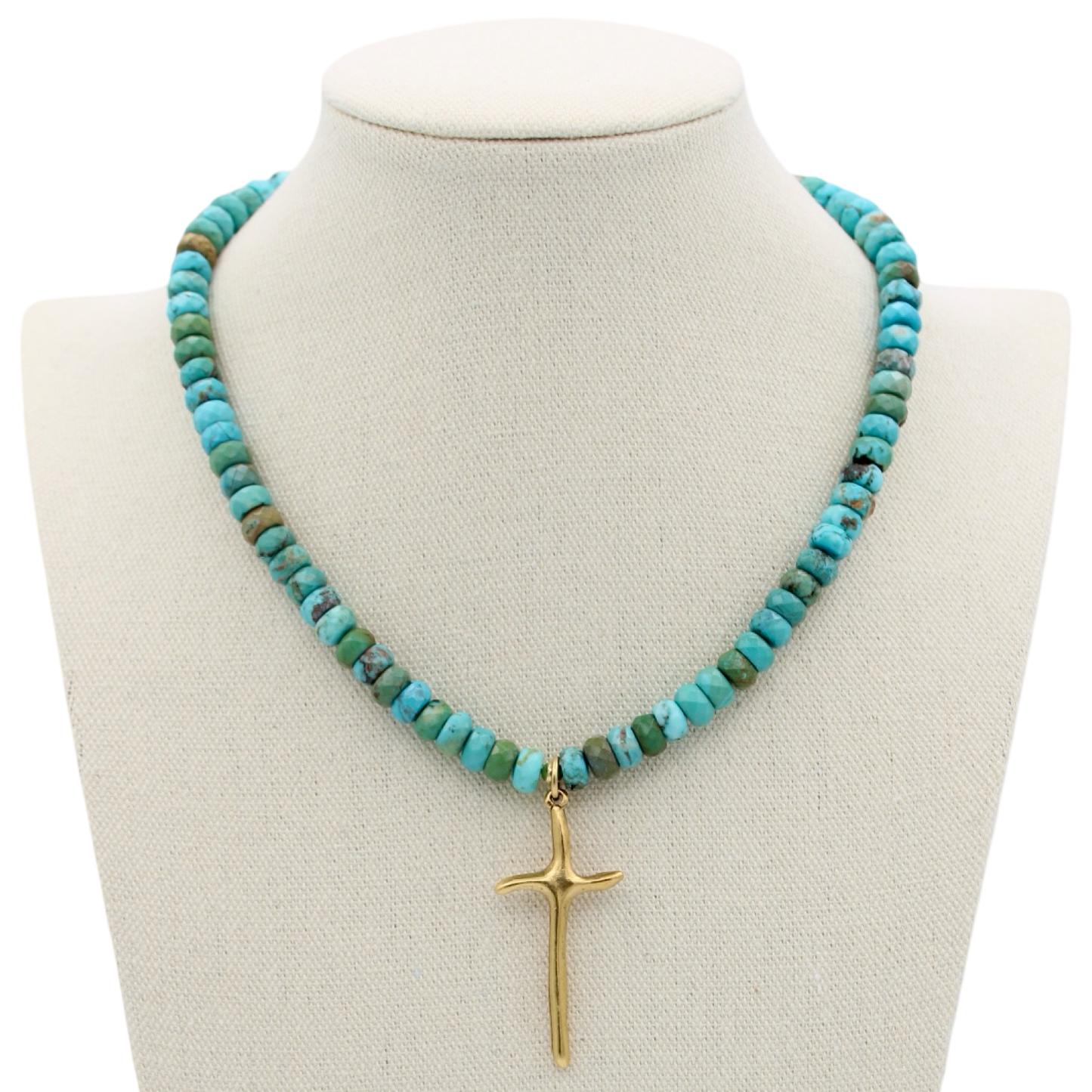 Turquoise Grace Gold Cross Necklace