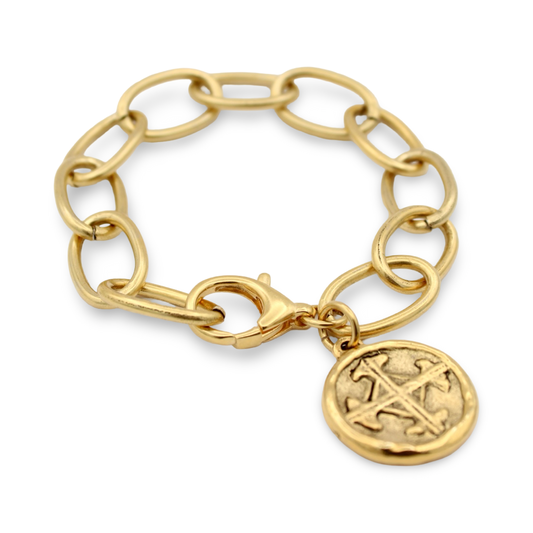 Gold Link Serenity Prayer Bracelet