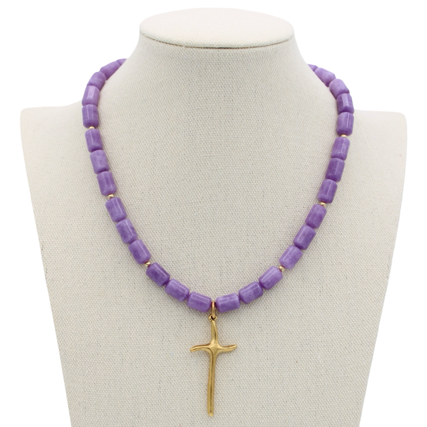 Lavender Cross Necklace, 17.5"