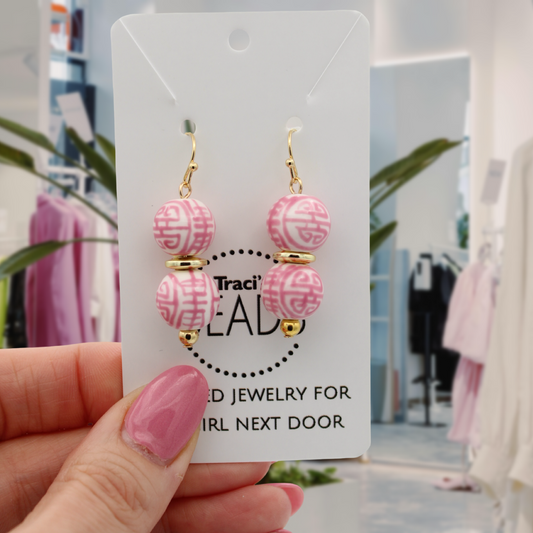 Chinoiserie Earrings - Rose