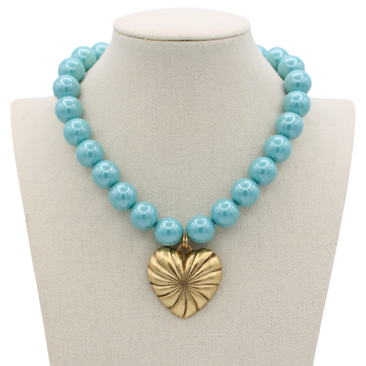 Aqua Love Necklace, 16 1/2"