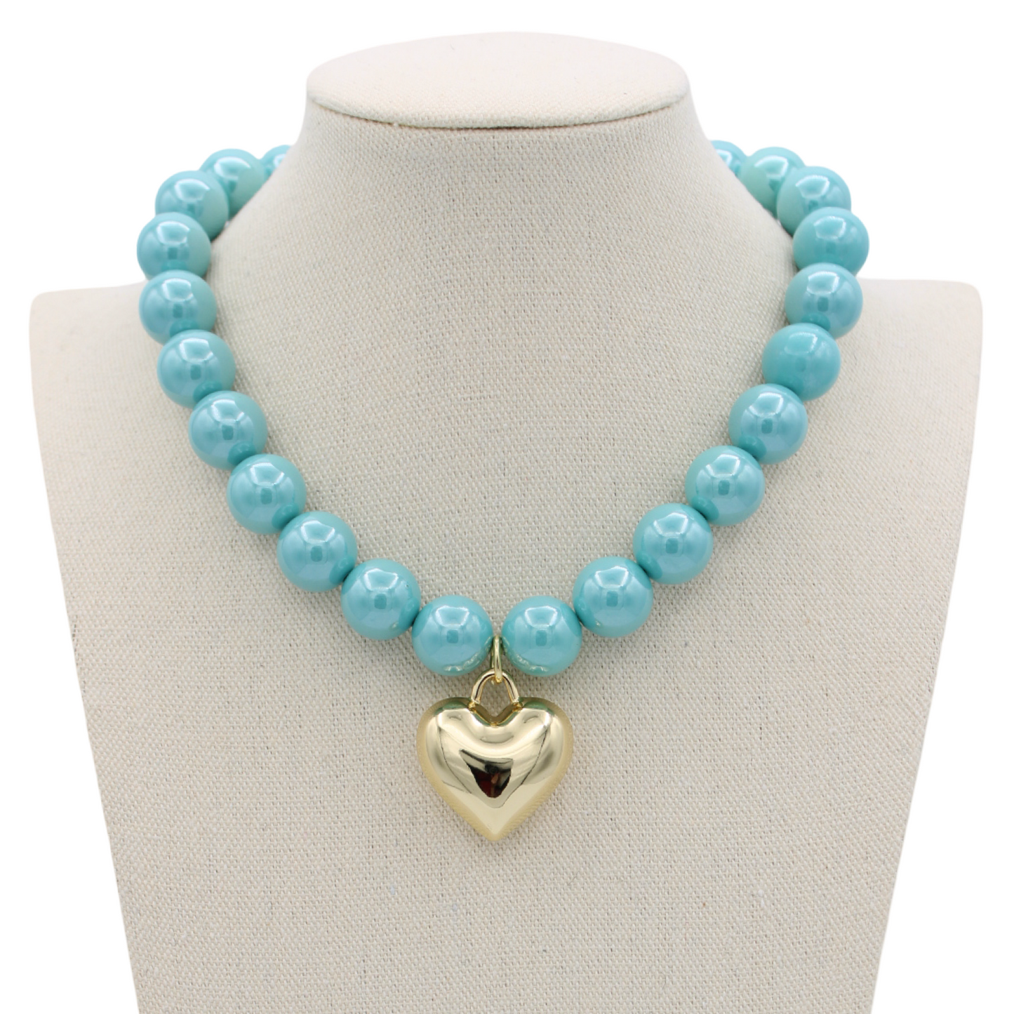 Aqua Heart Necklace, 17"