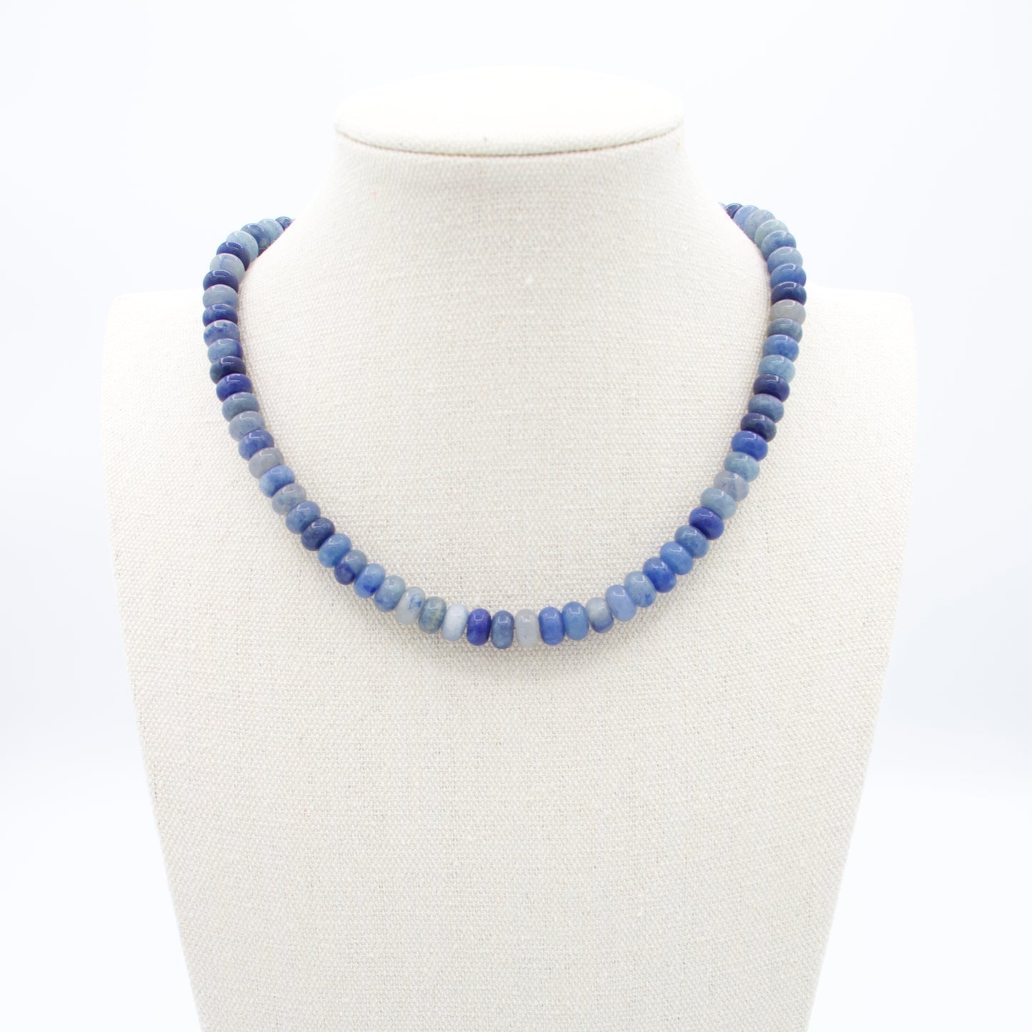 Denim Jade Beaded Necklace, 16”