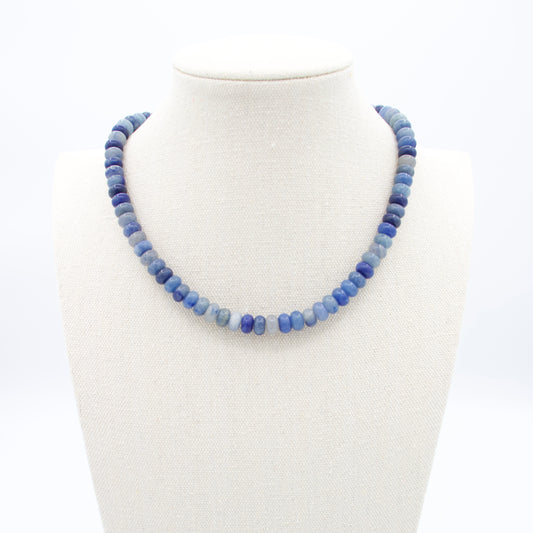 Denim Jade Beaded Necklace, 16”