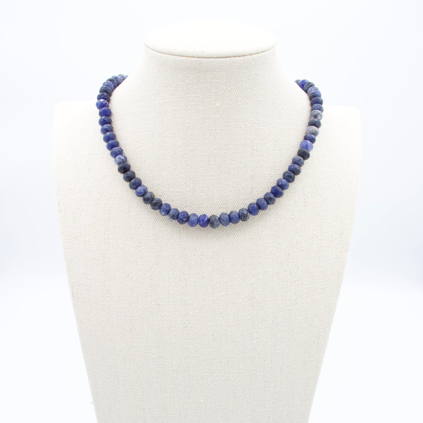 Blue Sodalite Beaded Necklace, 16"