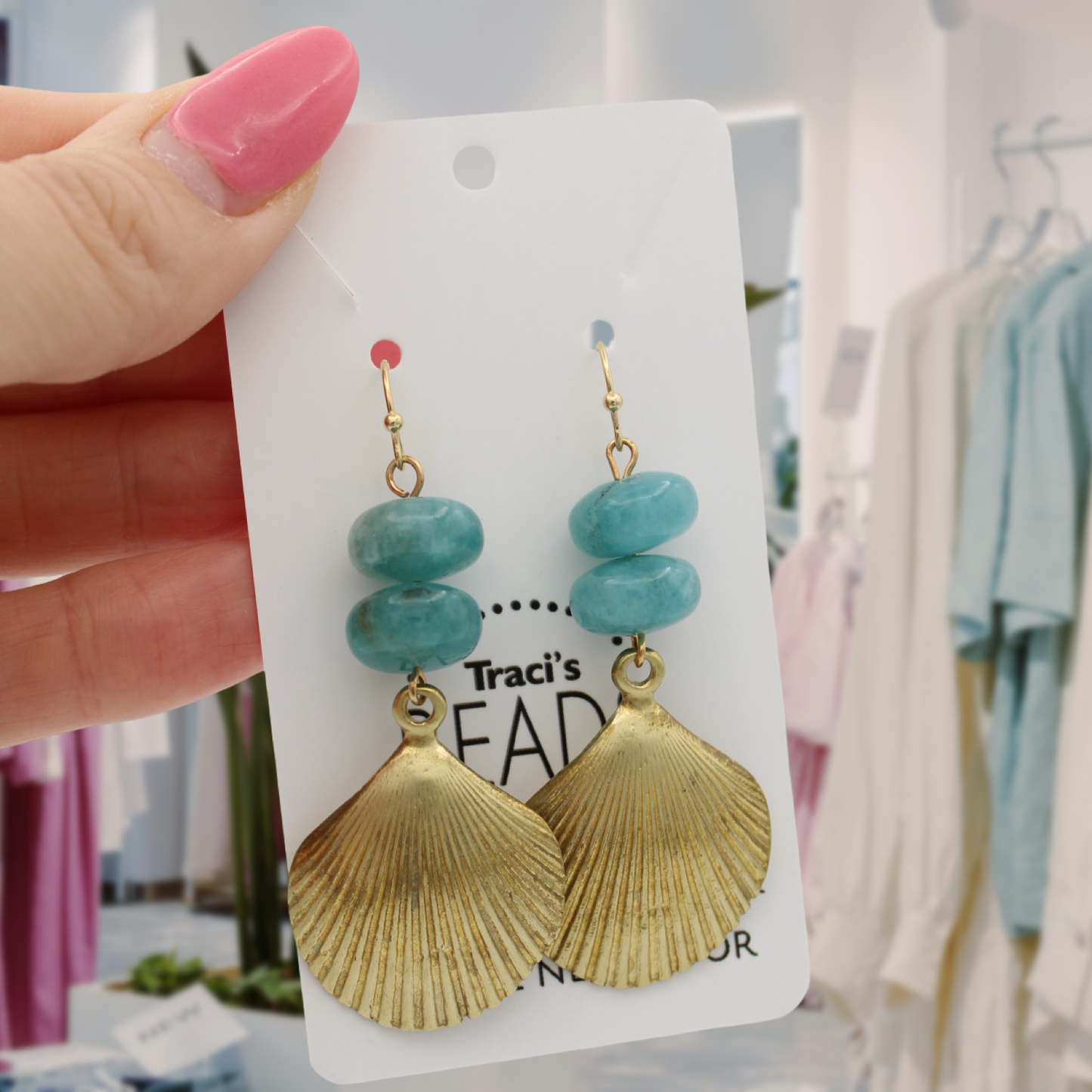 Blue Quartz Shell Earrings