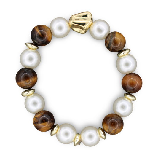 Tigers Eye and Pearl Bracelet