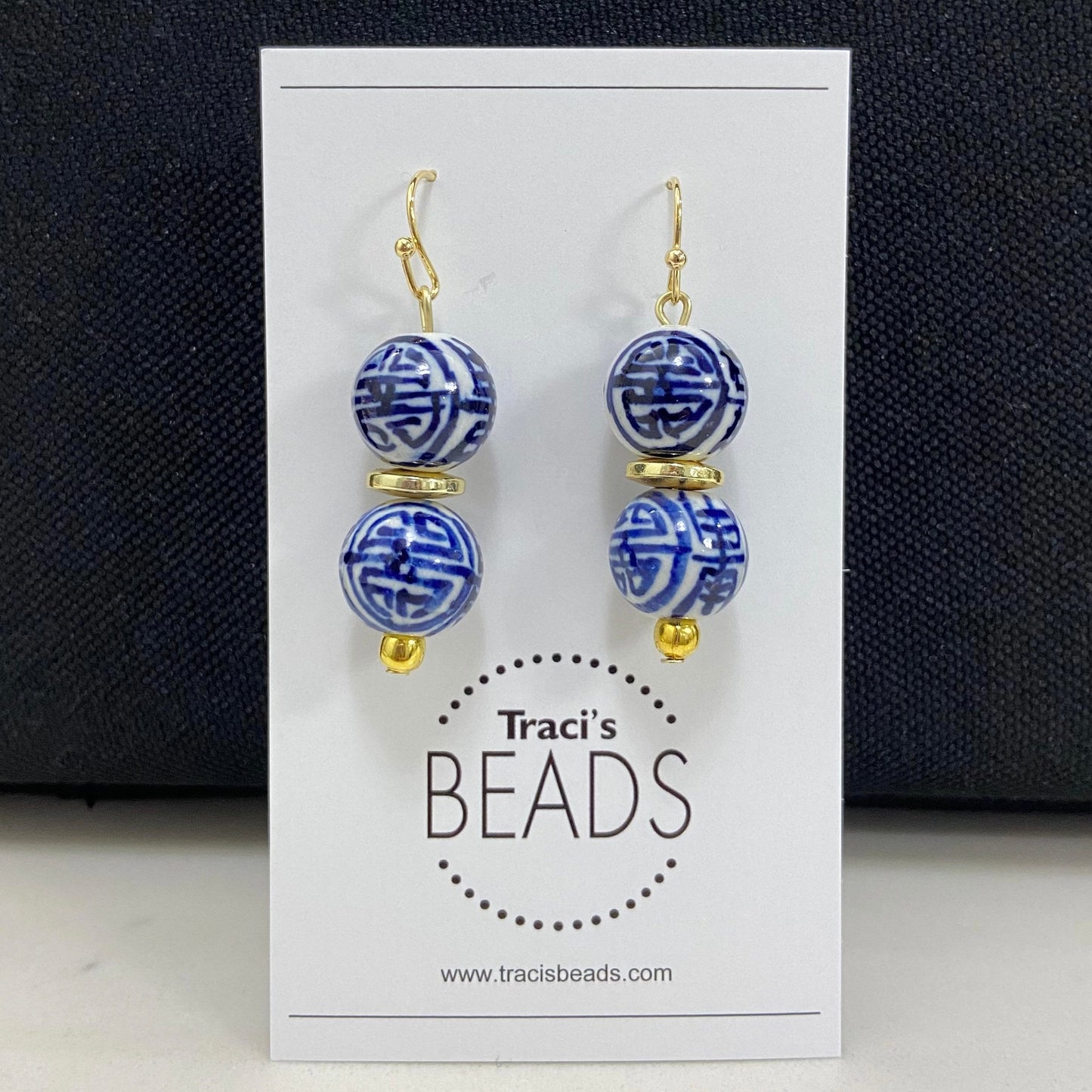 Blue and White Chinoiserie Earrings